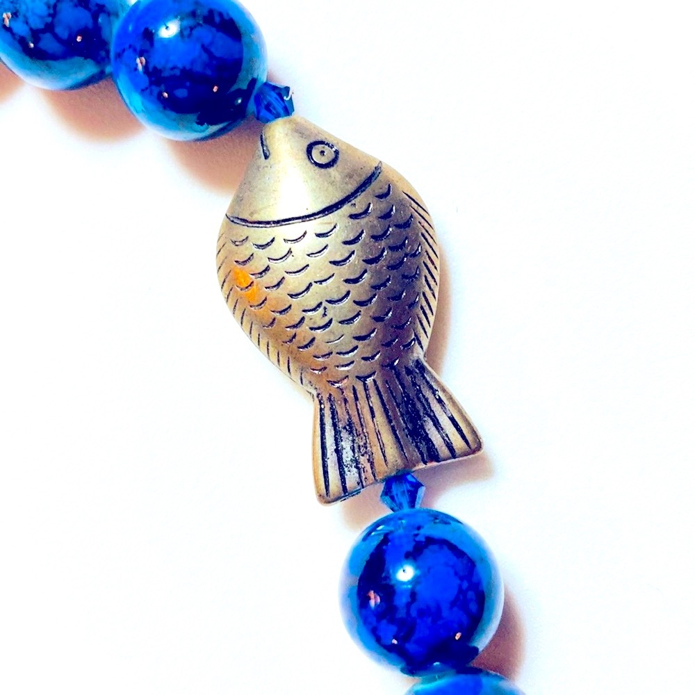 Handmade Blue and Silver Isle of Capri Fish Tropical Bracelet